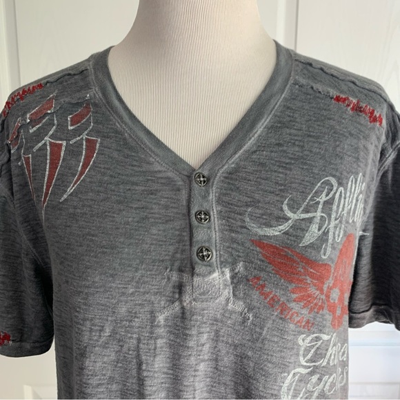 Affliction American Customs Burnout Henley Tee - Picture 4 of 14
